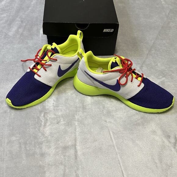 Nike Roshe Run Shoes Mens 7.5 / W 9 Custom White Purple Neon 943711-991 NIKEID - Picture 3 of 14